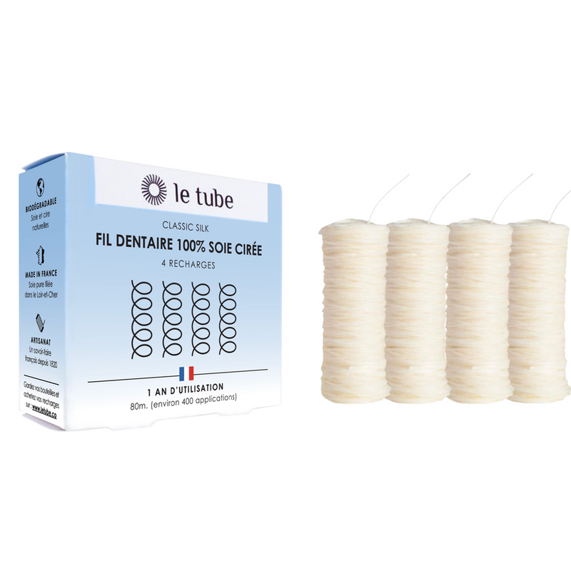 CLASSIC SILK - Fil dentaire 100% soie - 4 bobines Recharges uniquement